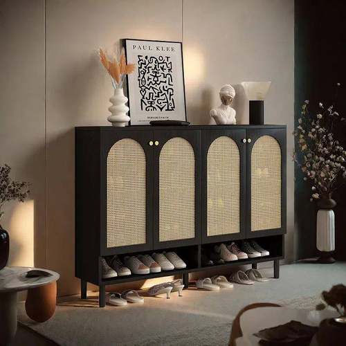 鞋柜家用门口藤编大容量收纳入户门玄关柜楼道外2025新款中古风