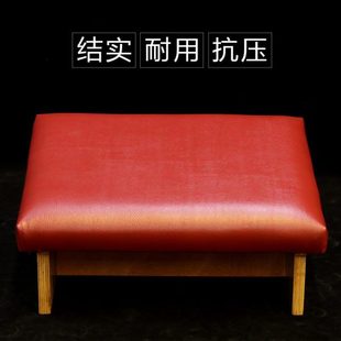 简便折叠拜垫家用礼佛跪垫实木方形皮革拜垫佛前磕大头拜佛凳寺院