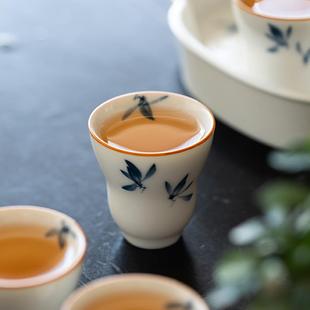 纯手绘蝴蝶兰花茶杯单个创意福禄陶瓷小杯子家用品茗杯功夫主人杯