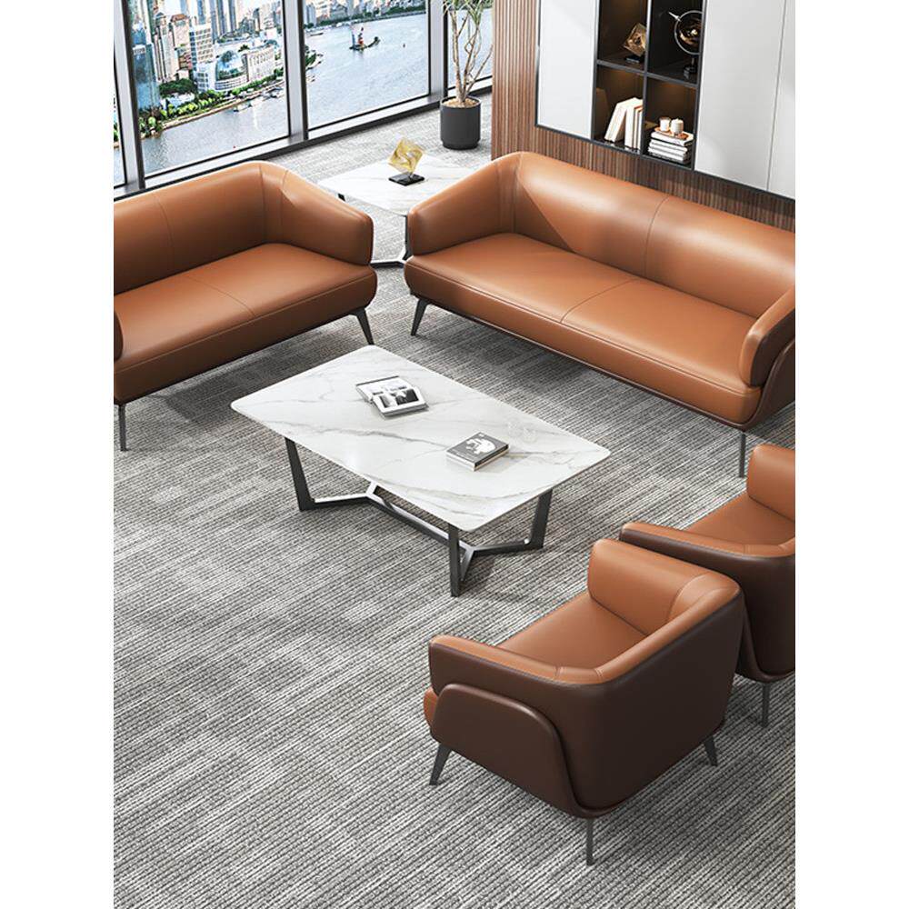 会客沙发商务洽谈办公室皮沙发单人轻奢高级感贵宾接待休息区桌椅