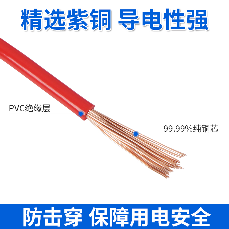 国标铜芯软电线BVR2.5/4/6/10/16/50单芯多股软铜线家用阻燃电缆