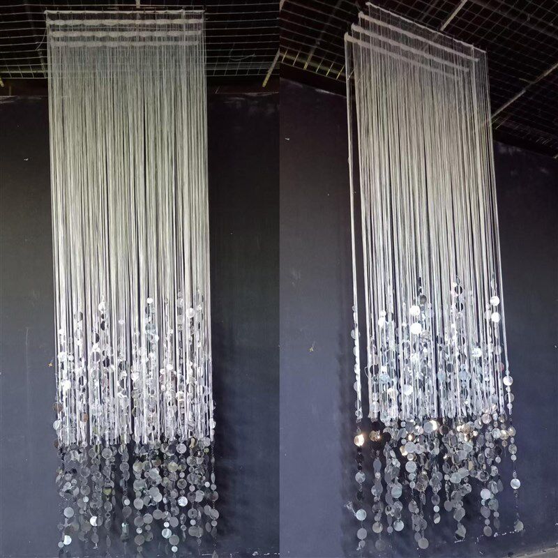新款婚庆线帘流苏亮片挂件成品吊顶酒店婚礼堂背景圆片装饰韩式