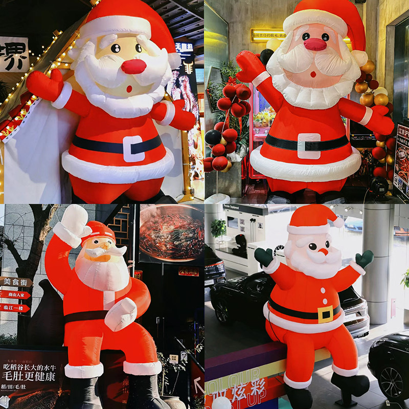 耶诞节日大型装饰充气气球商场开业活动布置美陈耶诞老人爬窗气模
