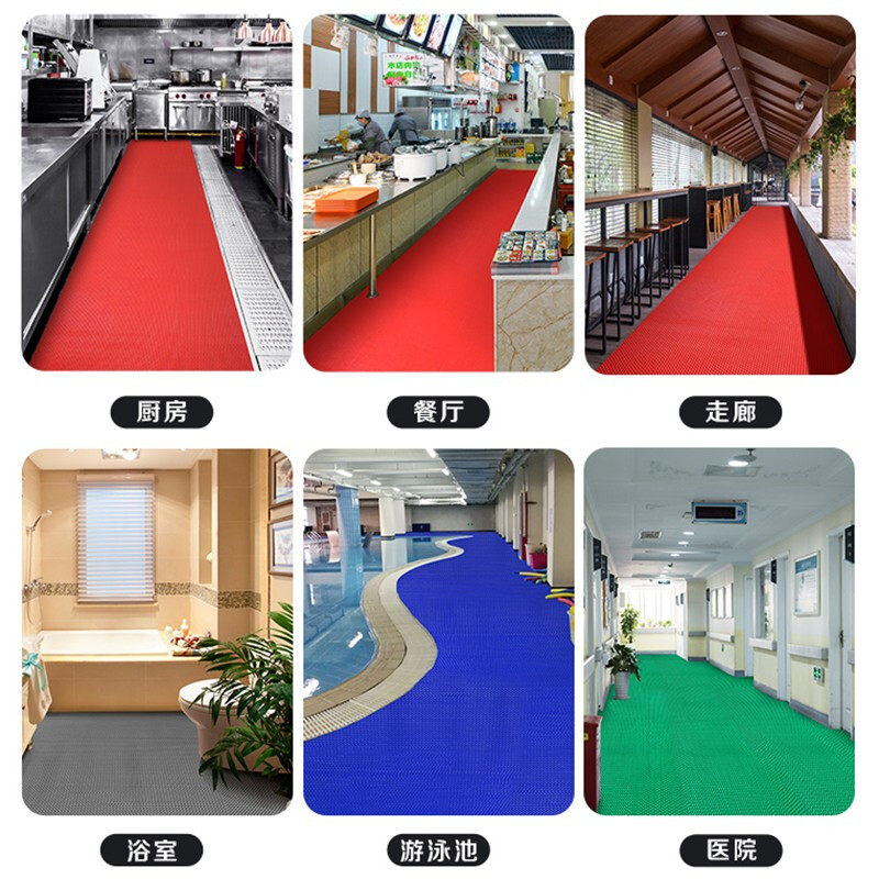 X地板垫阳台游泳池防滑垫商用pvc橡胶防滑地毯小区满铺入户镂空