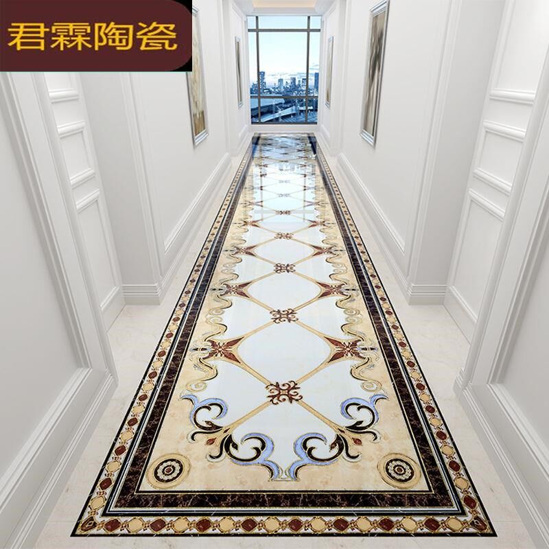 新品走廊入户仿水刀拼图瓷砖地毯花简约过道拼花地砖0.8米宽拼花