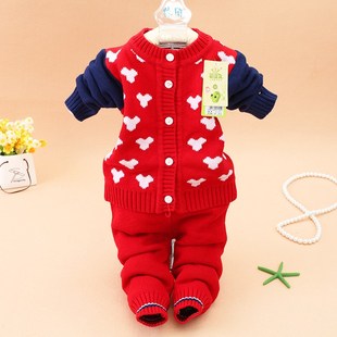 一个月两宝宝春装冬季男女12婴儿0-1外1-2岁毛衣套装8半5七十9八
