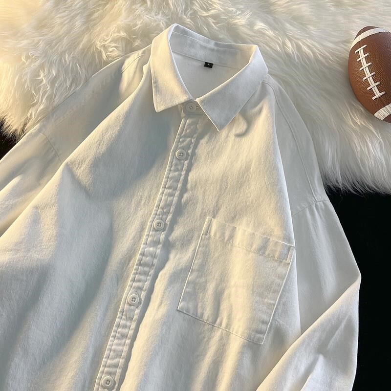 定制长袖衬衫印logo图案大码衬衣宽松西餐厅咖啡馆奶茶工作服班服