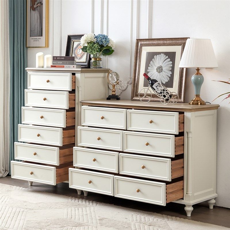 美式白色斗柜全实木六斗柜奶油风双色客厅卧室收纳储物柜子小立柜,住宅家具,斗柜,淘宝优惠券,粉丝福利购,淘宝优惠卷