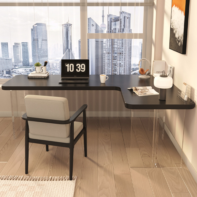 后现代亚克力悬浮转角书桌卧室转角电脑桌办公桌L型工作台学习桌,住宅家具,转角桌,淘宝优惠券,粉丝福利购,淘宝优惠卷