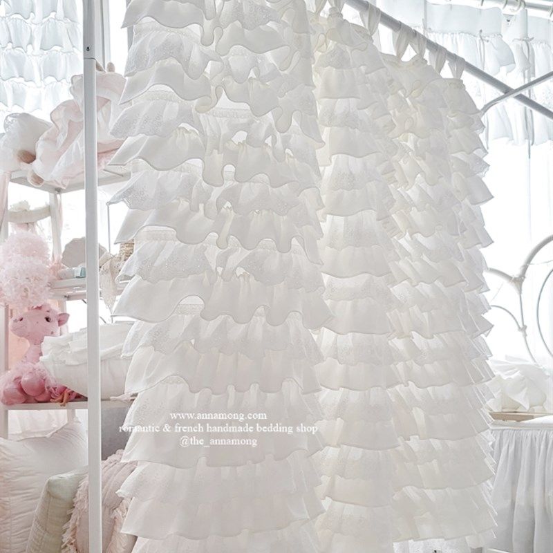 韩式高档白色蛋糕层层泡泡帘浪漫梦幻多层试衣帘门帘窗帘纯色成品,居家布艺,定制窗帘,淘宝优惠券,粉丝福利购,淘宝优惠卷