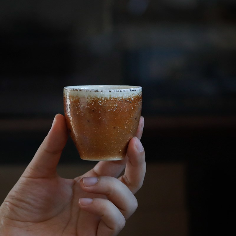 木辰柴烧b 复刻版小黄杯 主人杯纯手工茶杯柴烧自然落灰独饮中式