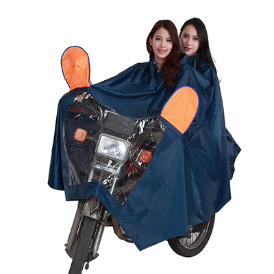 华海透明帽檐雨衣加大加宽电动车雨衣双人摩托车雨衣雨披加厚雨衣