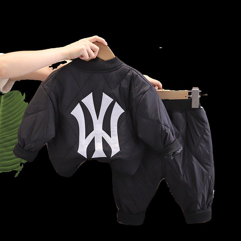 男宝宝冬装棉衣儿童冬季套装洋派1一2-3岁男童加绒加厚棉袄两件套