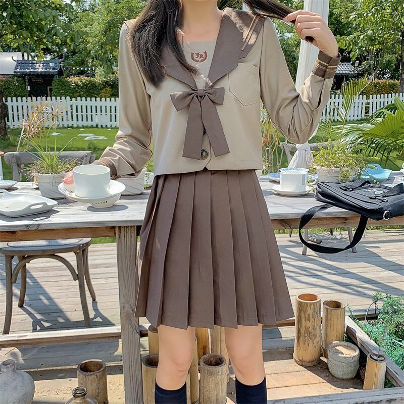 日系精品jkf制服裙套装学生可爱甜美学院风女生水手服百褶裙两件