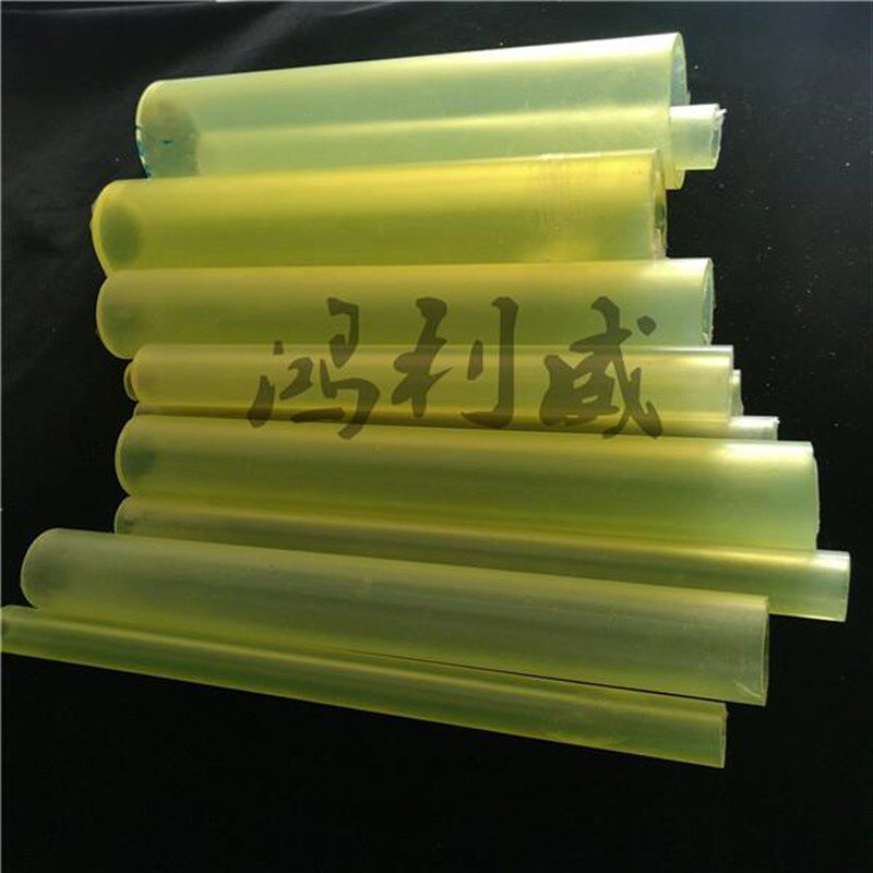 浅黄色聚氨酯空心棒pu管牛筋优力胶减震垫保护套滚筒套橡胶套聚醚