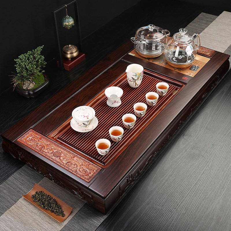 黑檀木茶台海g实木茶盘整套装全自动上水一体茶具带电磁炉办公家