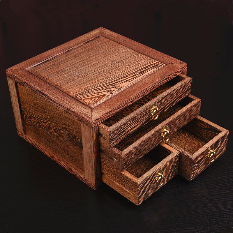 功夫茶具配件茶饼储放盒茶砖收纳盒鸡翅木分茶盘R实木放普洱茶叶