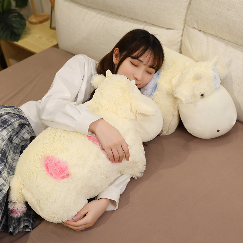 卡通可爱奶牛牦牛公仔毛绒玩具折叠两用大靠垫坐垫睡觉抱枕布娃娃