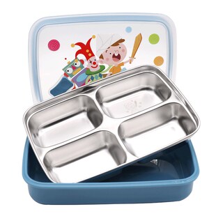 小学生午餐饭盒便当盒儿童304不锈钢分格型大容量餐盘套装上班族