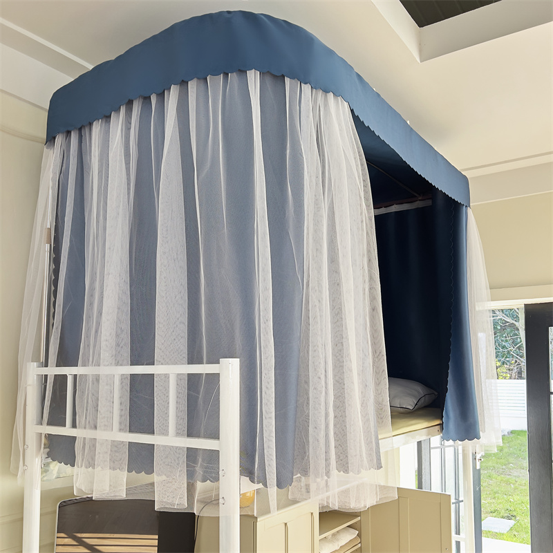 强遮光床帘学生宿舍上下铺床帘蚊帐一体式防蚊含支架防尘顶简约