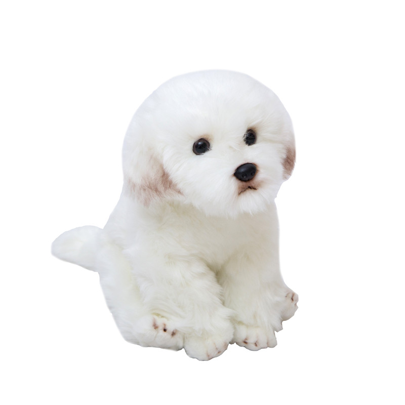 仿真马尔济斯犬玩具白色长毛绒狗坐款小白狗公仔工艺摆件女生礼物