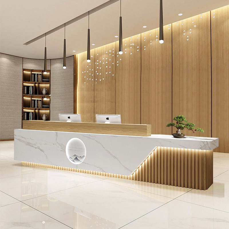 简约现代前台公司会所酒店柜台办公室接待台吧台美容院Z收银台定