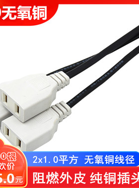 220VAC母头线2X1.0电源头 2孔母插头监控电源防水盒二脚母头纯铜
