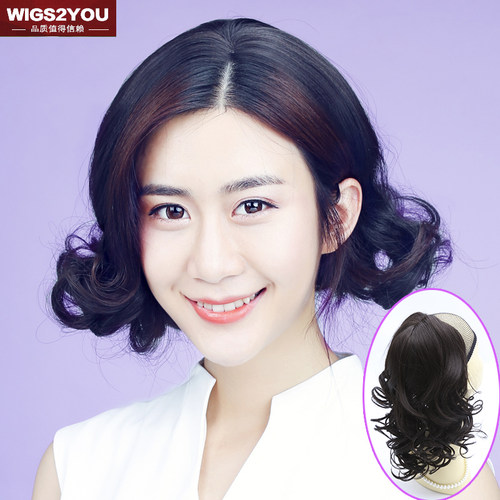 wigs2yeou假发 头顶补发片 短卷发半假发套 顶心补发块增厚假发片