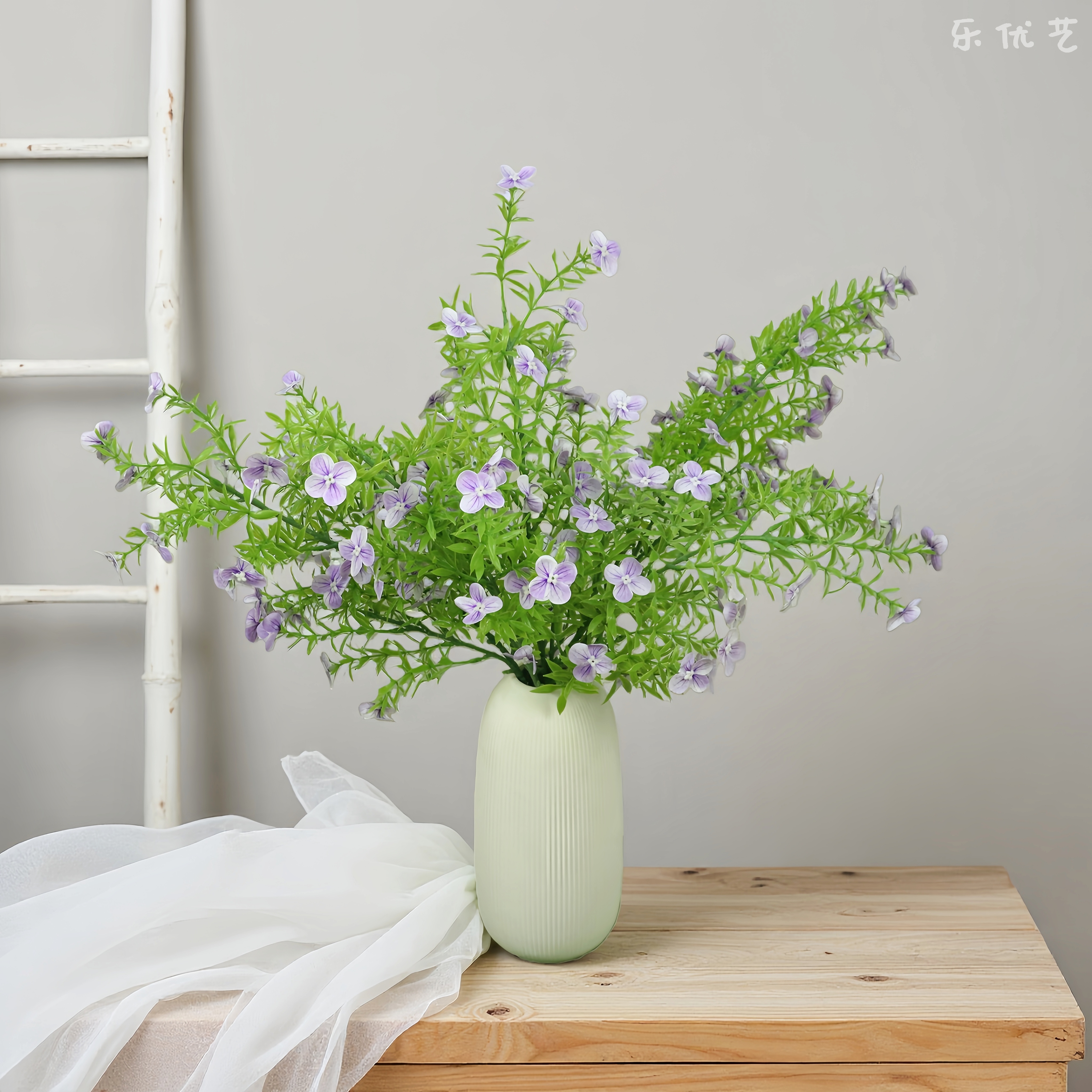 轻奢仿真小野花白色餐桌花绢花餐桌花装饰品高级感轻奢假花摆件花