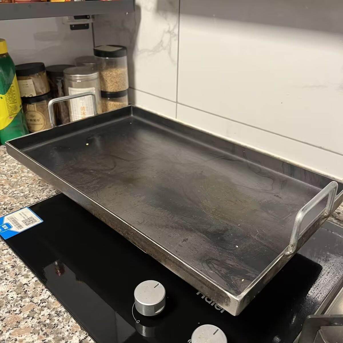 商用煎牛排锅双耳烙饼锅熟铁不漏油铁板豆腐专用板烤牛排摆摊烧饼