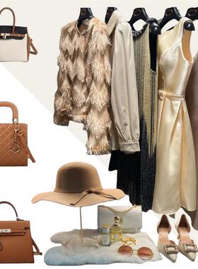 鑫园阁样板房衣帽间衣服衣柜摆件软装衣物现代简约鞋子包包装饰品