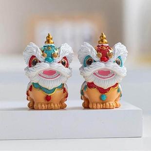 醒狮舞狮招财茶宠摆设茶台摆件国潮中式茶道配件大全茶桌氛围布置