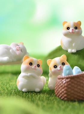 新款花纹橘猫系列微景观DIY园艺造景配件 可爱小猫子篮子树脂摆件