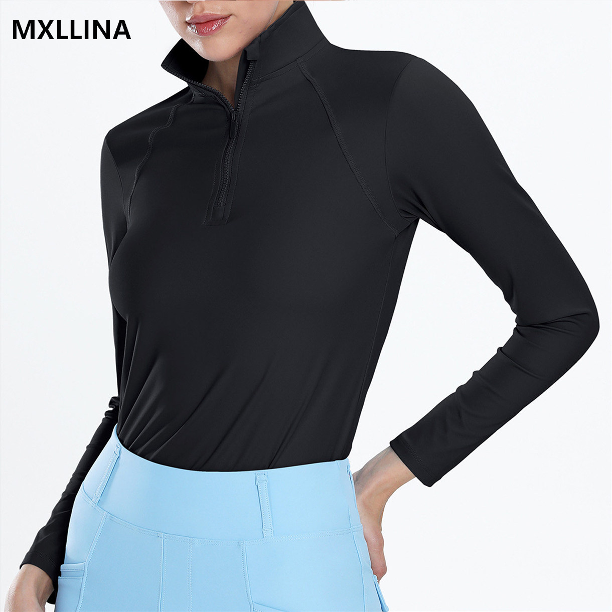 13色 MXLLINA马术上衣拉链马术长袖T恤骑马服成人骑士服