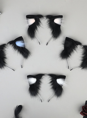 手作猫娘原创猫耳头饰发箍 cos仿真立体兽耳KC可爱毛绒耳朵lolita