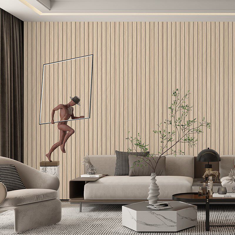 格栅板墙贴自粘防水防潮木纹墙纸客厅电视背景墙面装饰改造翻新贴