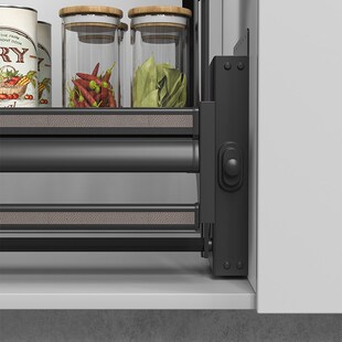 吊柜升降拉篮厨房橱柜下拉式 上下升降拉篮双层阻尼缓冲开门式