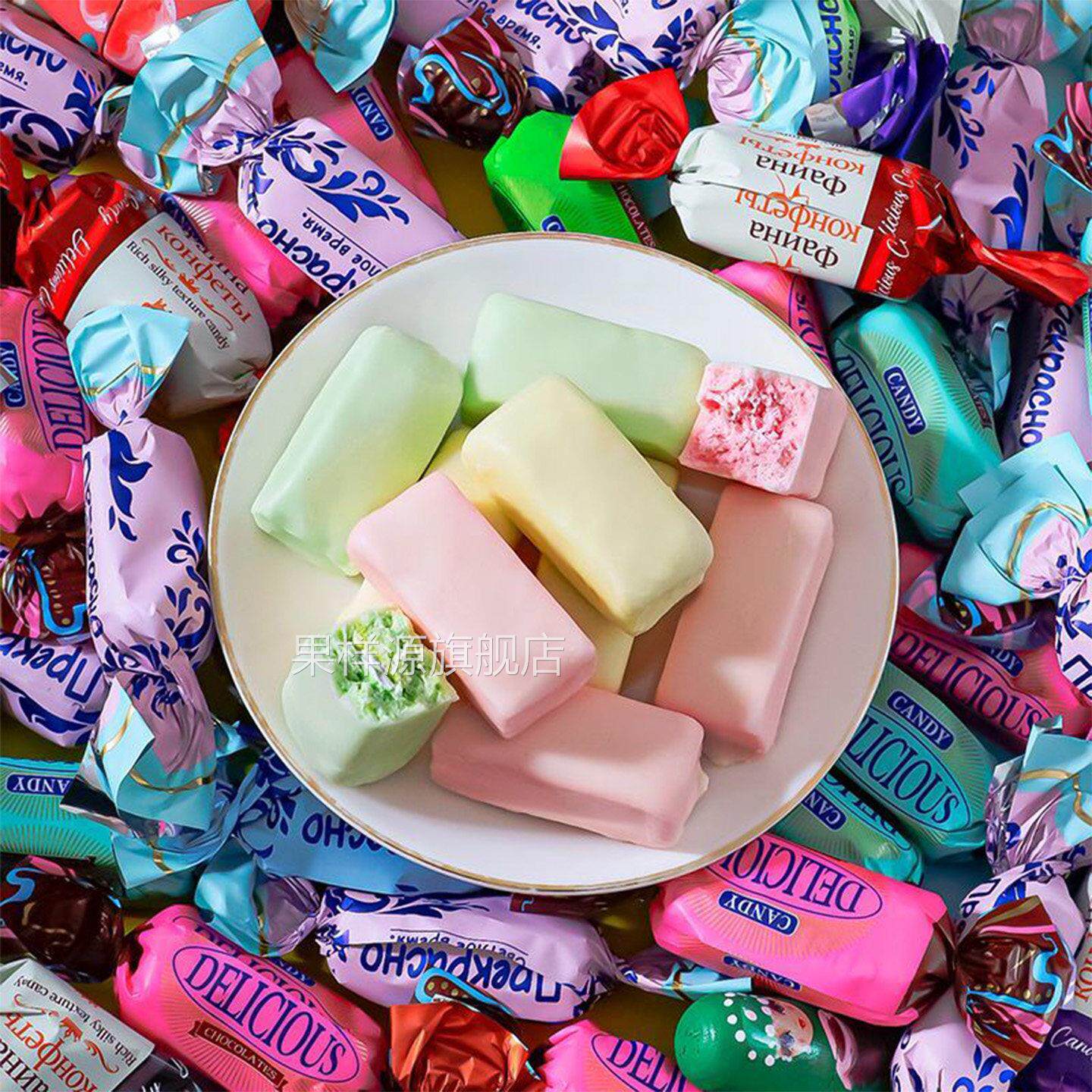 卢卡斯酸奶夹心巧克力俄罗斯风味三色酸奶糖巧克力酸奶土豆泥糖果