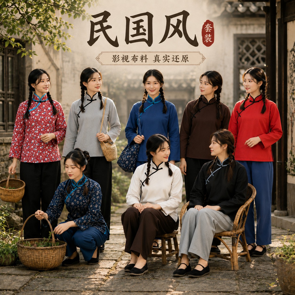 民国风女装村姑演出服农