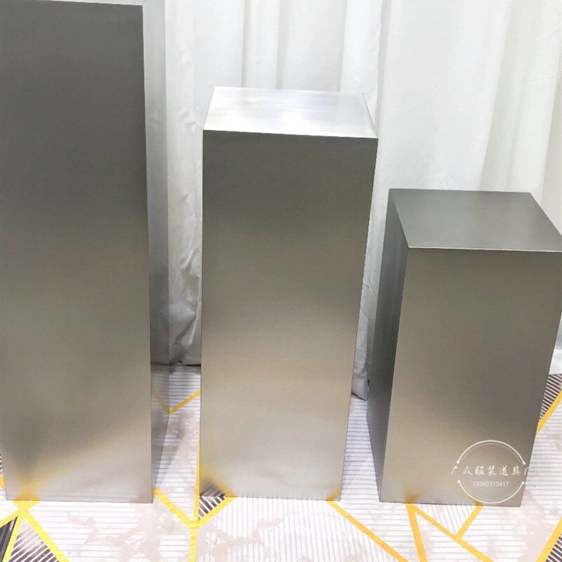 橱窗展示台银色方形圆形服装架模特架地台不锈钢首饰柜金色流水台