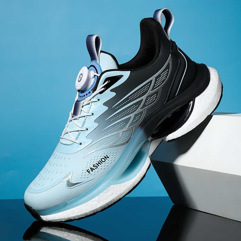 韩版跑步鞋男童鞋子春秋男孩旋转纽扣运动鞋学生轻便减震运动鞋