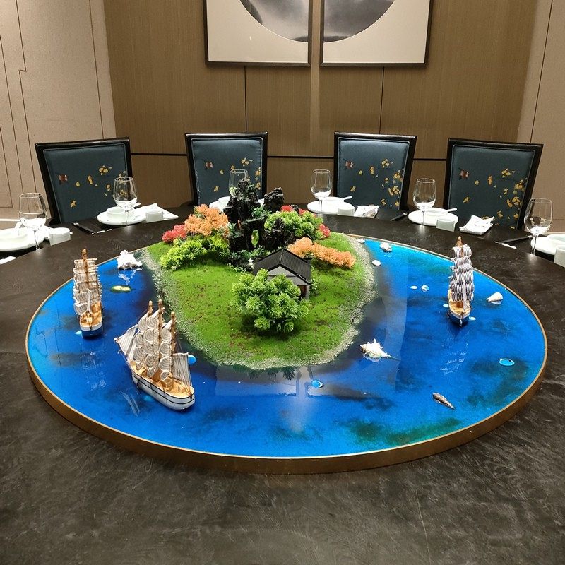 餐桌桌芯桌摆酒店饭店餐桌转盘花圆形工艺品微缩景观装饰品摆件花