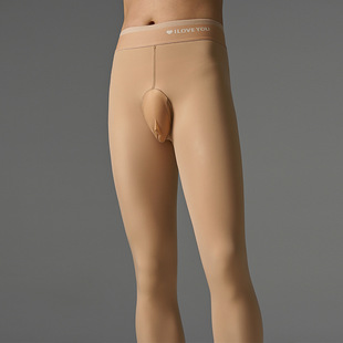 300克男加绒丝袜秋冬加厚裤袜竖开口水光踩脚裤打底保暖九分裤