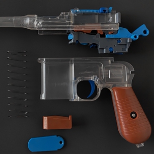 X顽模网红驳壳枪拼装模型毛瑟c96影视道具儿童玩具非蓝星反吹抛壳