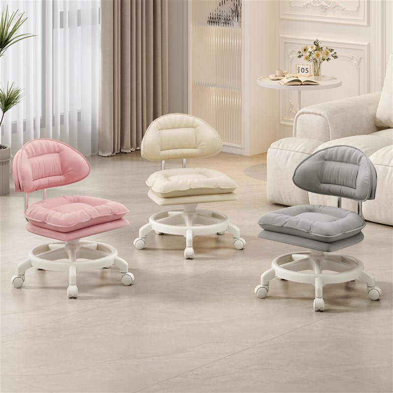 万向轮小凳子静音滑轮矮凳带靠背家用客厅茶几沙发凳可移动学步凳