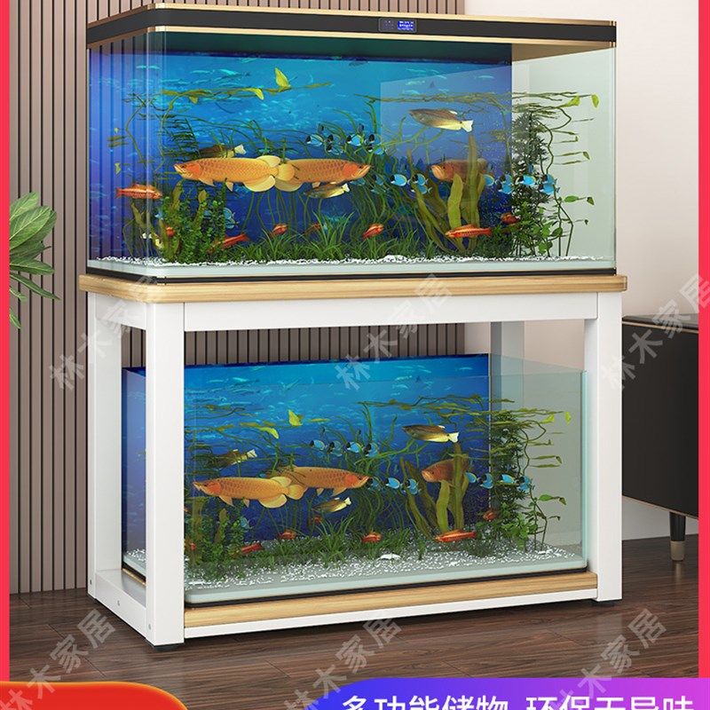 简约钢木组缸鱼缸底座客厅水族馆鱼缸底架底柜金属承重.多层鱼缸