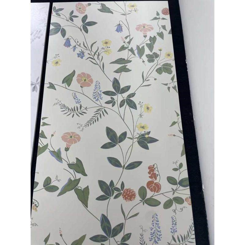 法式连纹花砖600x1q200奶油风卫生间瓷砖绿色墙裙花片厕所玄关墙