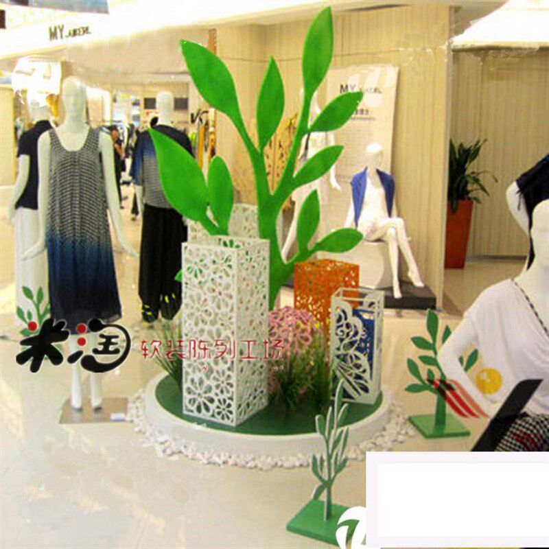 圣诞节套餐圣诞树装饰摆件绿树PVC雪弗板陈列美Q陈dp展示场景道具