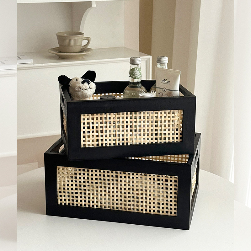 竹编收纳筐桌面编织收纳篮零食盒杂物化妆品收纳筐储物整理收纳盒,收纳整理,桌面收纳盒,淘宝优惠券,粉丝福利购,淘宝优惠卷