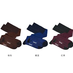 KINNIT  长筒绅士袜 男士商务经典薄款坑纹拼色精梳丝光棉袜